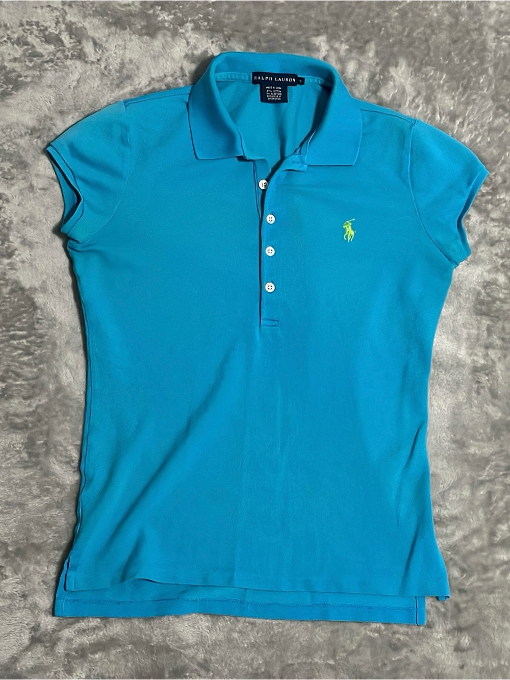 Ralph Lauren Women Blue Short Sleeve Cap Sleeve Polo Shirt Size Small Pony Logo